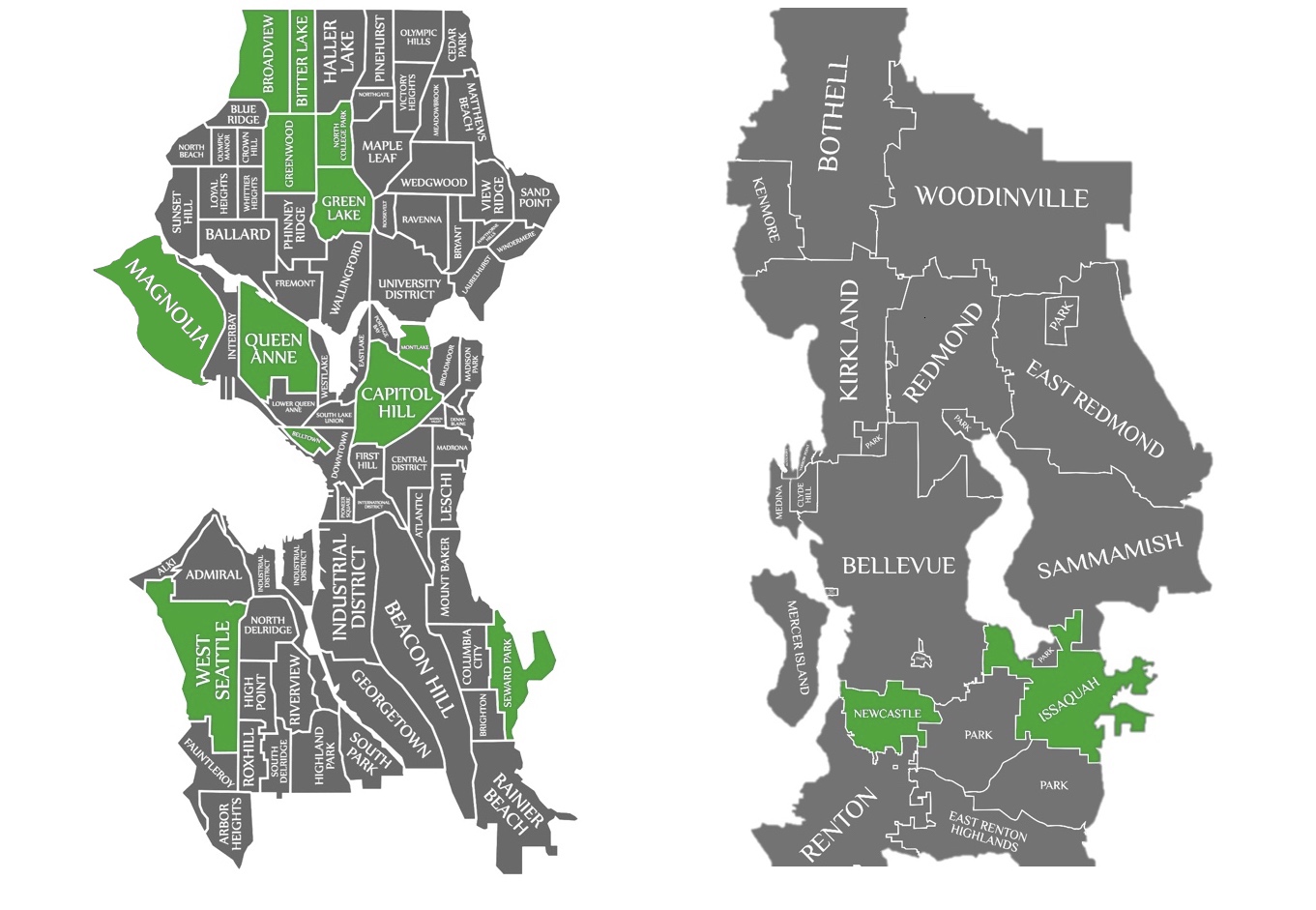Seattle Area Locations Map